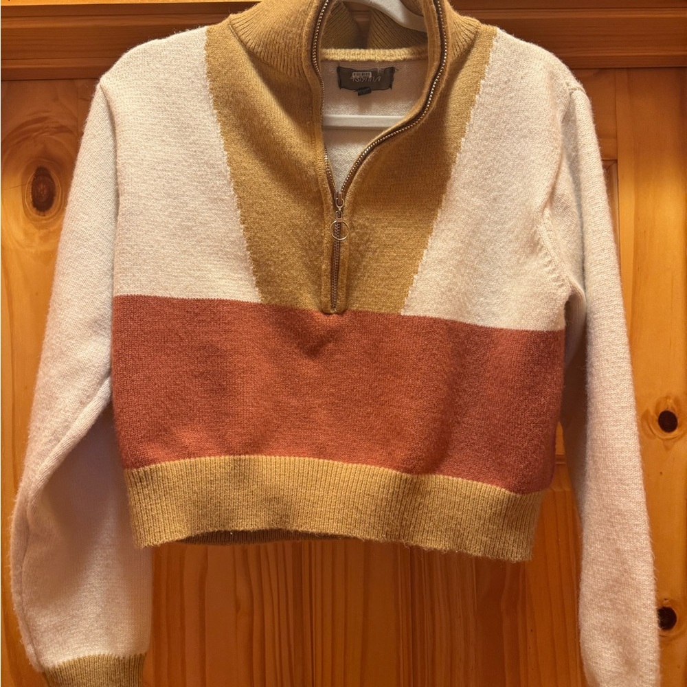 Urban Outfitters Tan and Brown Colorblock Sweater